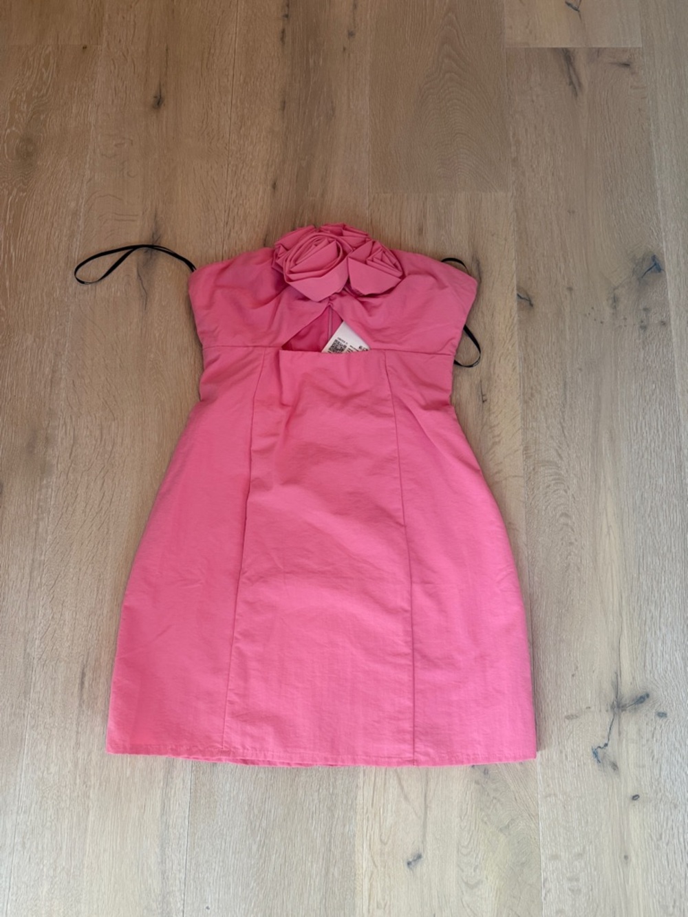 Forever 21 Pink Strapless Rose Accent Mini Dress